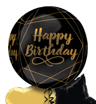 Black and Gold Birthday Orbz Balloon