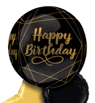 Black and Gold Birthday Orbz Balloon
