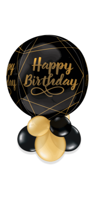 Black and Gold Birthday Orbz Balloon