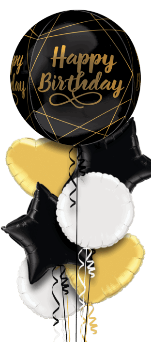 Black and Gold Birthday Orbz Balloon