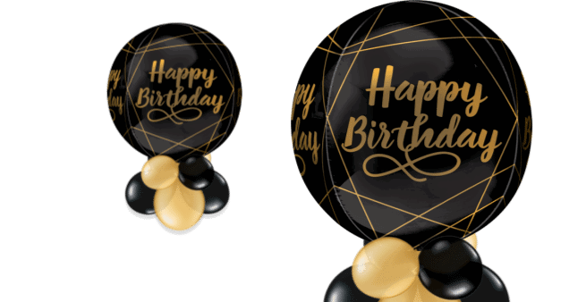 Black and Gold Birthday Orbz Balloon