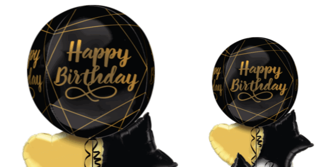 Black and Gold Birthday Orbz Balloon