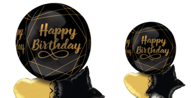 Black and Gold Birthday Orbz Balloon