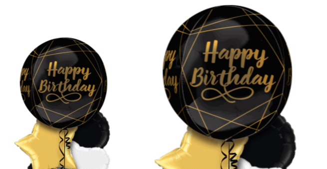 Black and Gold Birthday Orbz Balloon