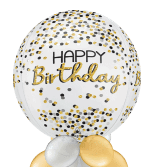 Gold Silver Confetti Orbz Balloon