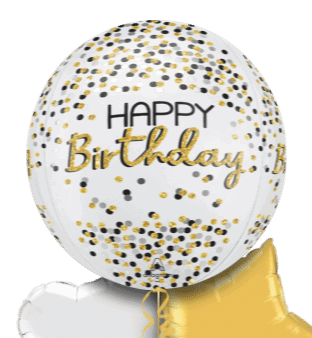 Gold Silver Confetti Orbz Balloon