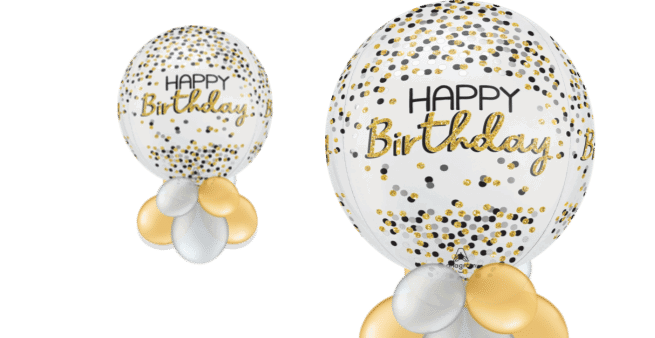 Gold Silver Confetti Orbz Balloon