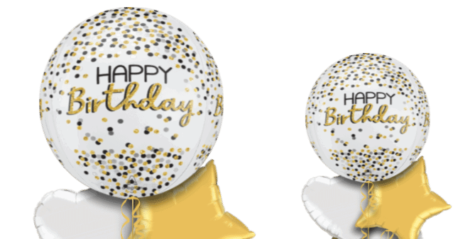 Gold Silver Confetti Orbz Balloon