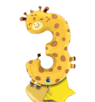 Number 3 Giraffe Balloon