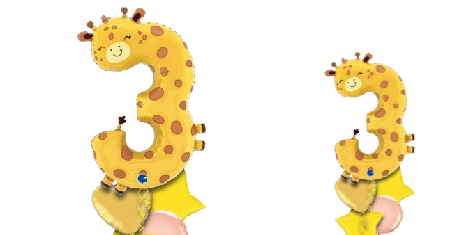 Number 3 Giraffe Balloon