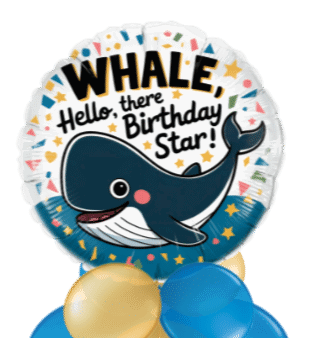 Whale Hello There Birthday Star Balloon