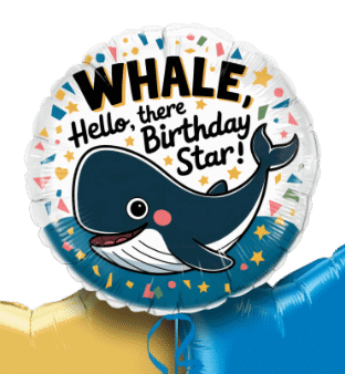 Whale Hello There Birthday Star Balloon