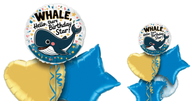 Whale Hello There Birthday Star Balloon
