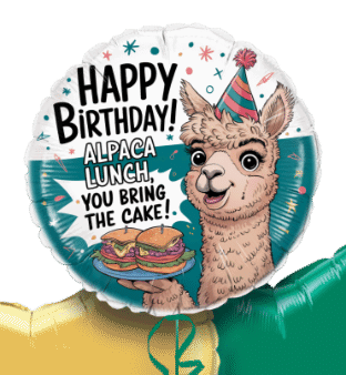 Alpaca Lunch You Bring the Cake Birthday Balloon