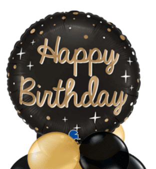 Black and Gold Birthday Balloon