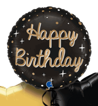 Black and Gold Birthday Balloon
