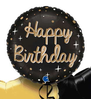 Black and Gold Birthday Balloon