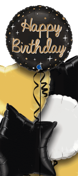 Black and Gold Birthday Balloon