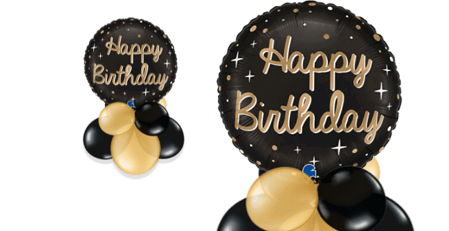 Black and Gold Birthday Balloon