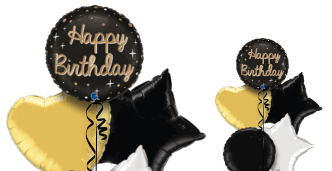 Black and Gold Birthday Balloon