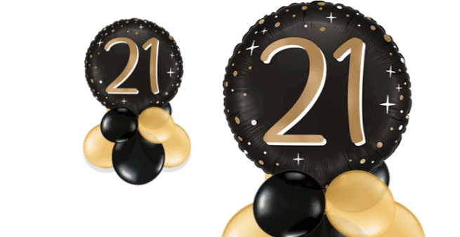 21 Gold and Black Balloon