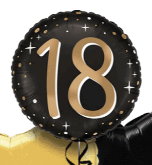 18 Gold and Black Balloon