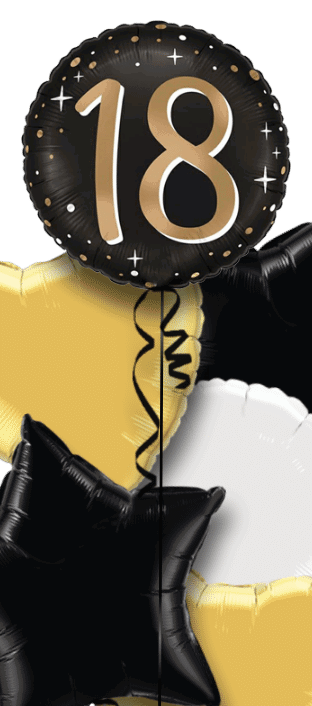 18 Gold and Black Balloon