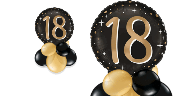 18 Gold and Black Balloon