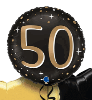 50 Gold and Black Balloon