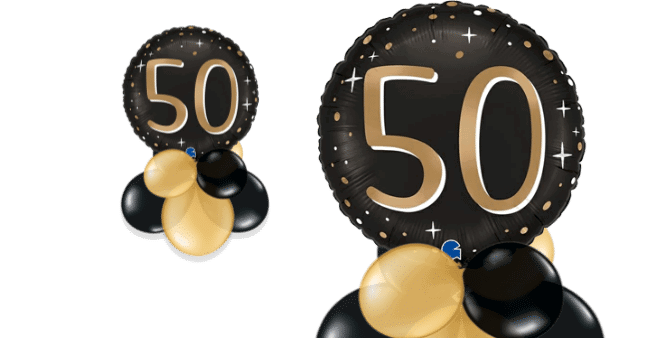 50 Gold and Black Balloon