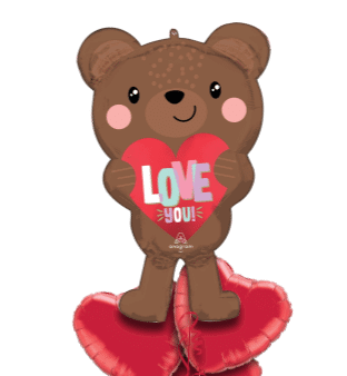 Love You Bear with Heart Balloon