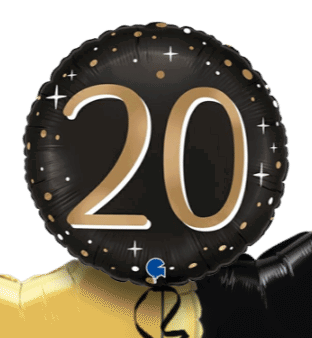 Black and Gold 20 Balloon