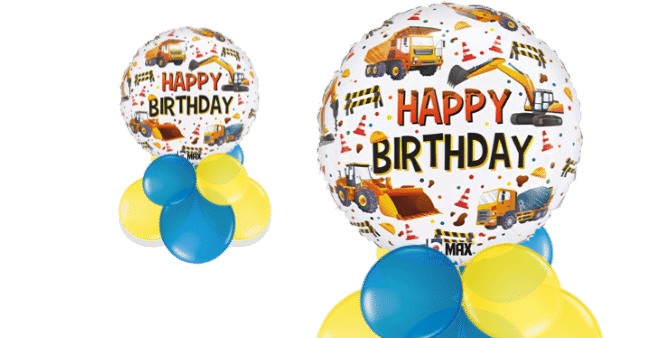 Construction Vehicles Birthday Balloon