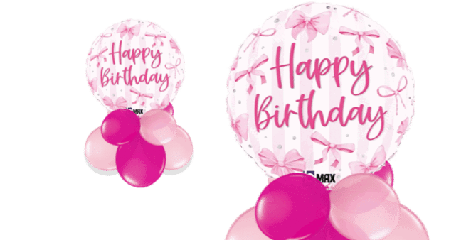 Pink Bows Birthday Balloon