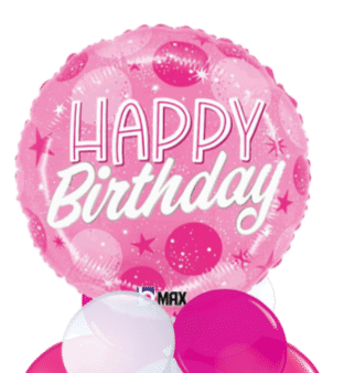 Pink Dots Bright Birthday Balloon