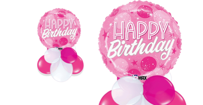 Pink Dots Bright Birthday Balloon