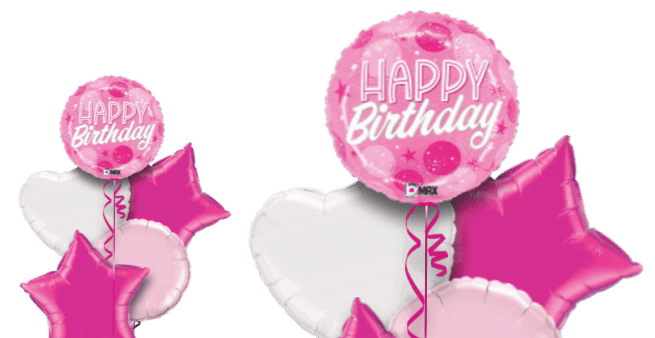 Pink Dots Bright Birthday Balloon