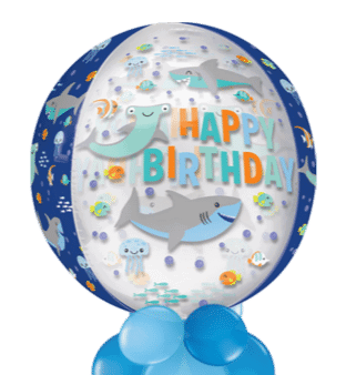 Birthday Sharks Orbz Balloon