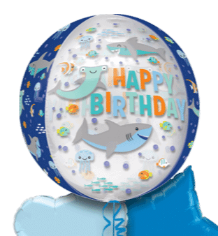 Birthday Sharks Orbz Balloon