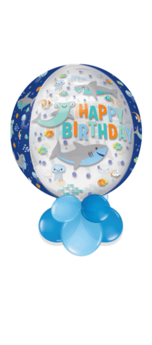 Birthday Sharks Orbz Balloon