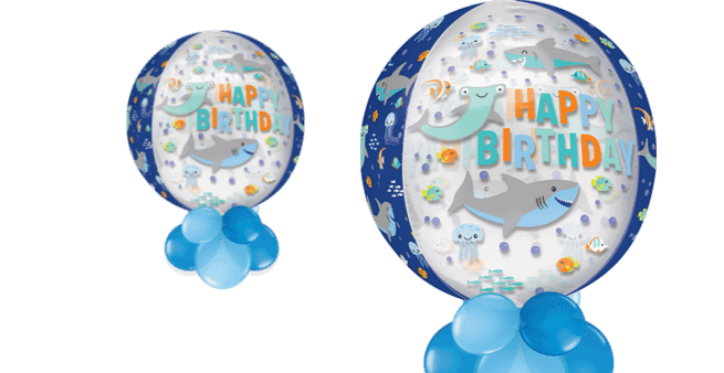 Birthday Sharks Orbz Balloon