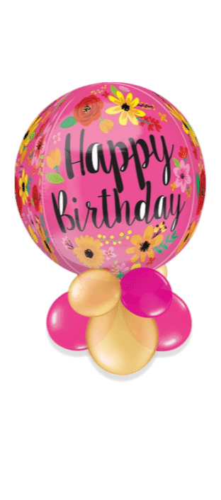 Birthday Bright Flowers Orbz Balloon