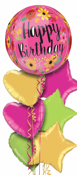 Birthday Bright Flowers Orbz Balloon