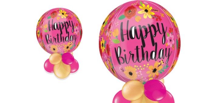 Birthday Bright Flowers Orbz Balloon