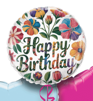 Birthday Bright Flowers Balloon