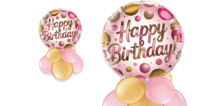 Birthday pink and Gold Sparkle Balloon