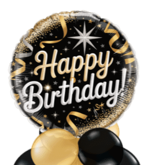 Birthday Black and Gold Sparkle Balloon