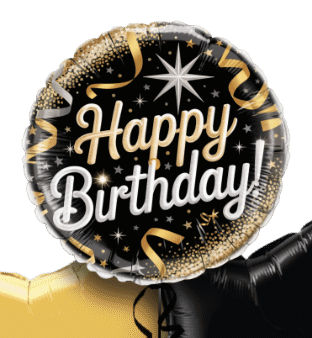 Birthday Black and Gold Sparkle Balloon
