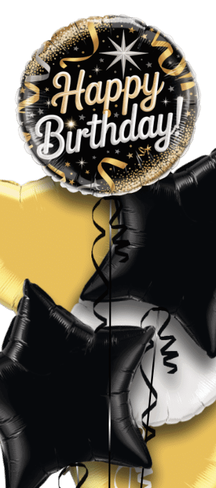 Birthday Black and Gold Sparkle Balloon