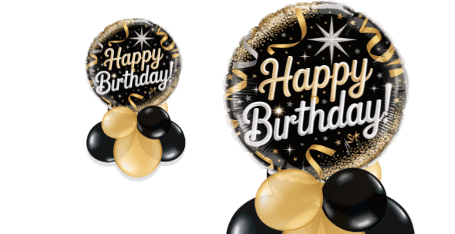 Birthday Black and Gold Sparkle Balloon